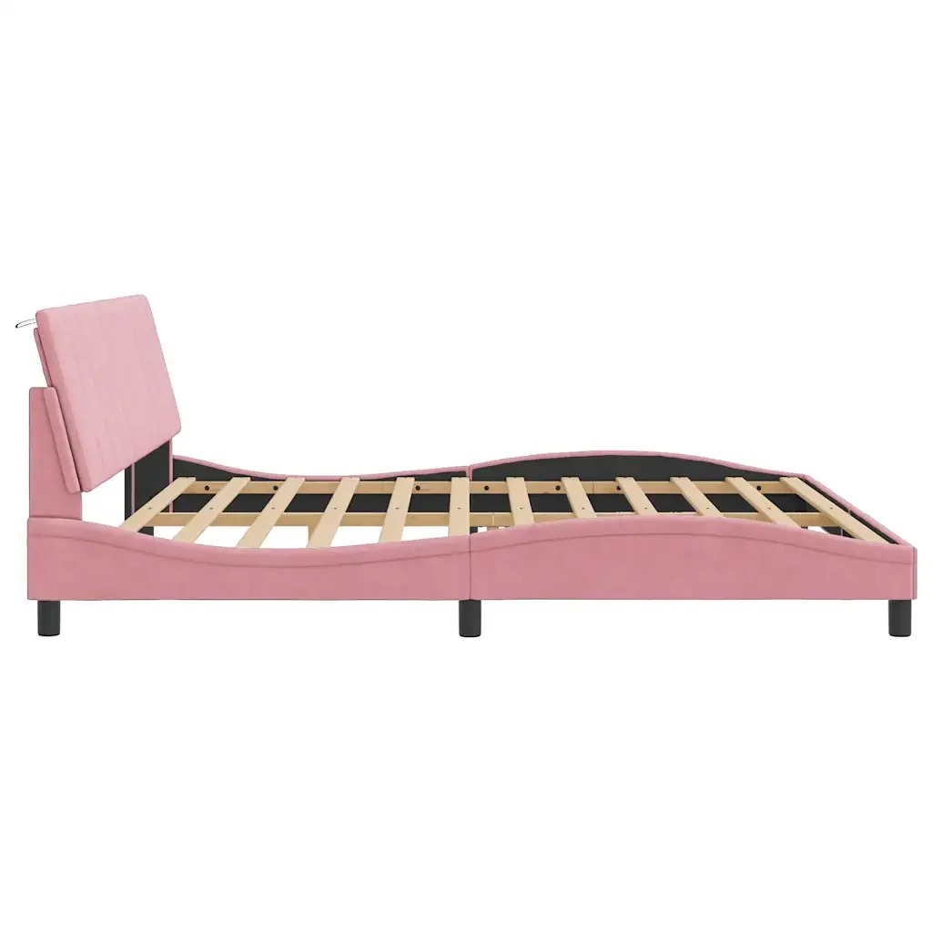 Letto matrimoniale | Letto per adulti | Giroletto senza Materasso Hanko Rosa 200x200 cm in Velluto - Image 6