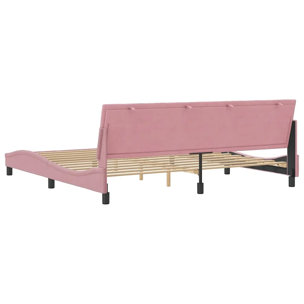 Letto matrimoniale | Letto per adulti | Giroletto senza Materasso Hanko Rosa 200x200 cm in Velluto - Image 7