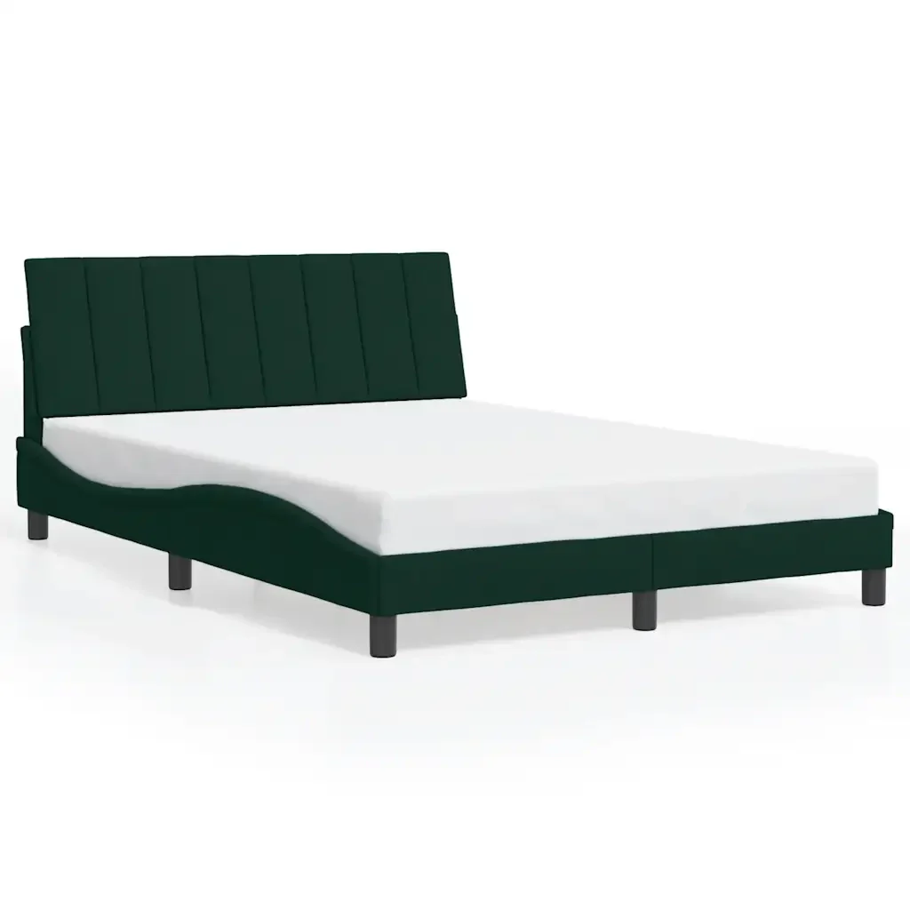 Letto matrimoniale | Letto per adulti | Giroletto senza Materasso Hanko Verde Scuro 120x200 cm in Velluto