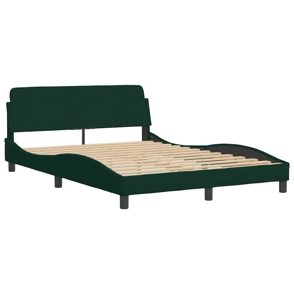 Letto matrimoniale | Letto per adulti | Giroletto senza Materasso Hanko Verde Scuro 120x200 cm in Velluto - Image 3