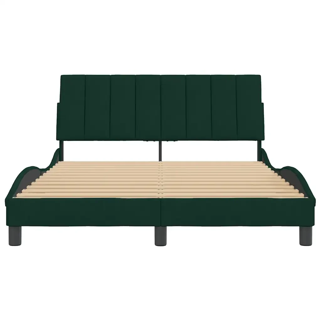 Letto matrimoniale | Letto per adulti | Giroletto senza Materasso Hanko Verde Scuro 120x200 cm in Velluto - Image 5
