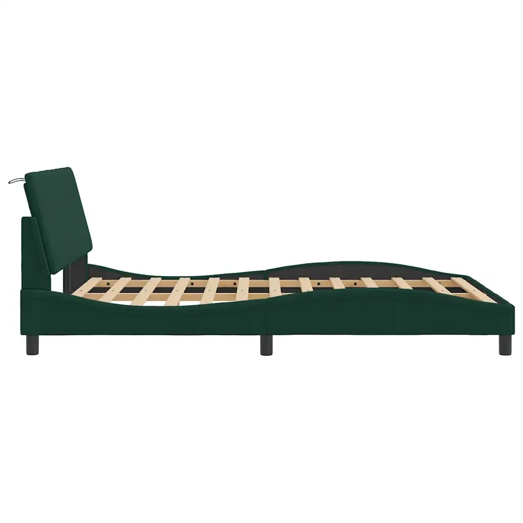 Letto matrimoniale | Letto per adulti | Giroletto senza Materasso Hanko Verde Scuro 120x200 cm in Velluto - Image 6