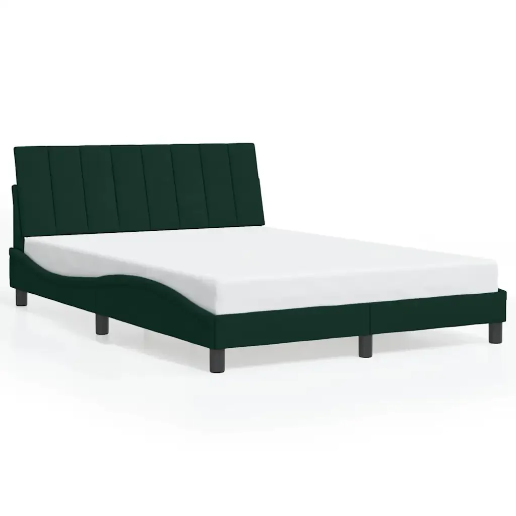 Letto matrimoniale | Letto per adulti | Giroletto senza Materasso Hanko Verde Scuro 140x190 cm in Velluto