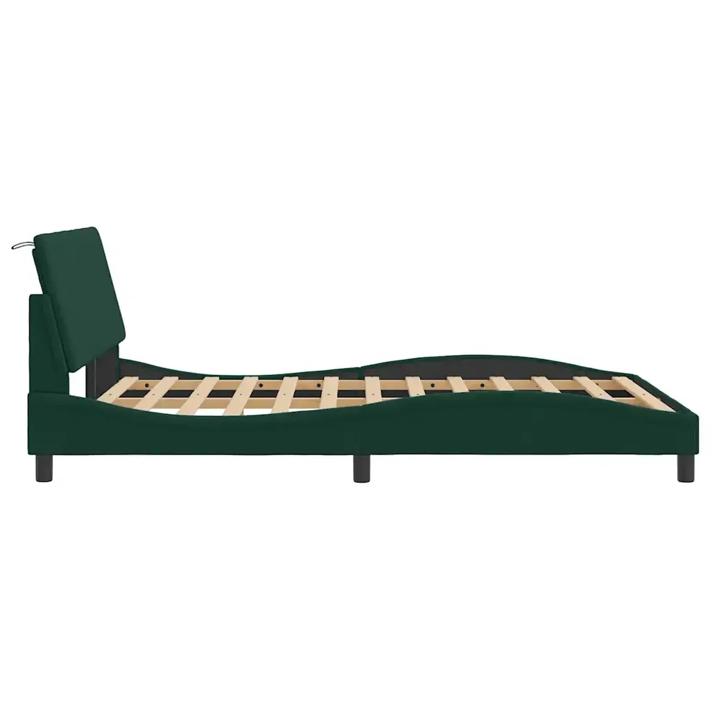 Letto matrimoniale | Letto per adulti | Giroletto senza Materasso Hanko Verde Scuro 140x190 cm in Velluto - Image 6