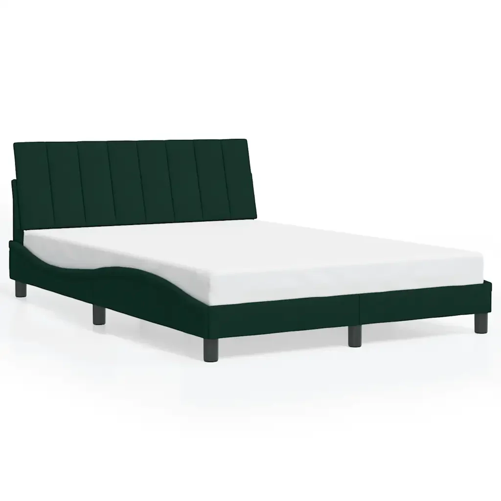 Letto matrimoniale | Letto per adulti | Giroletto senza Materasso Hanko Verde Scuro 140x200 cm in Velluto