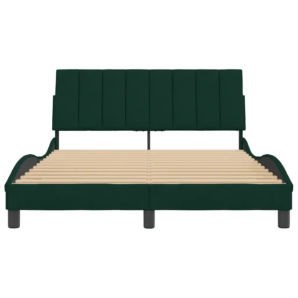 Letto matrimoniale | Letto per adulti | Giroletto senza Materasso Hanko Verde Scuro 140x200 cm in Velluto - Image 5