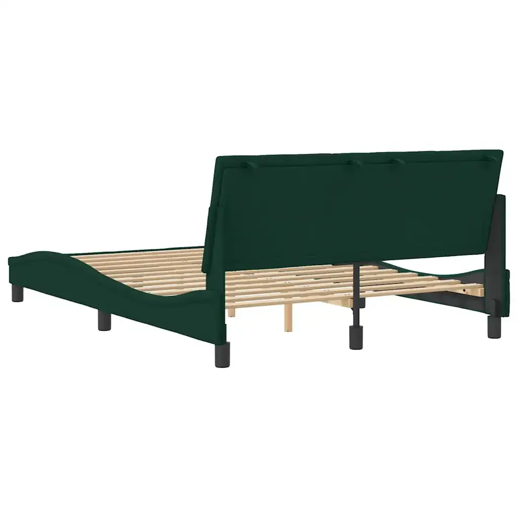 Letto matrimoniale | Letto per adulti | Giroletto senza Materasso Hanko Verde Scuro 140x200 cm in Velluto - Image 7