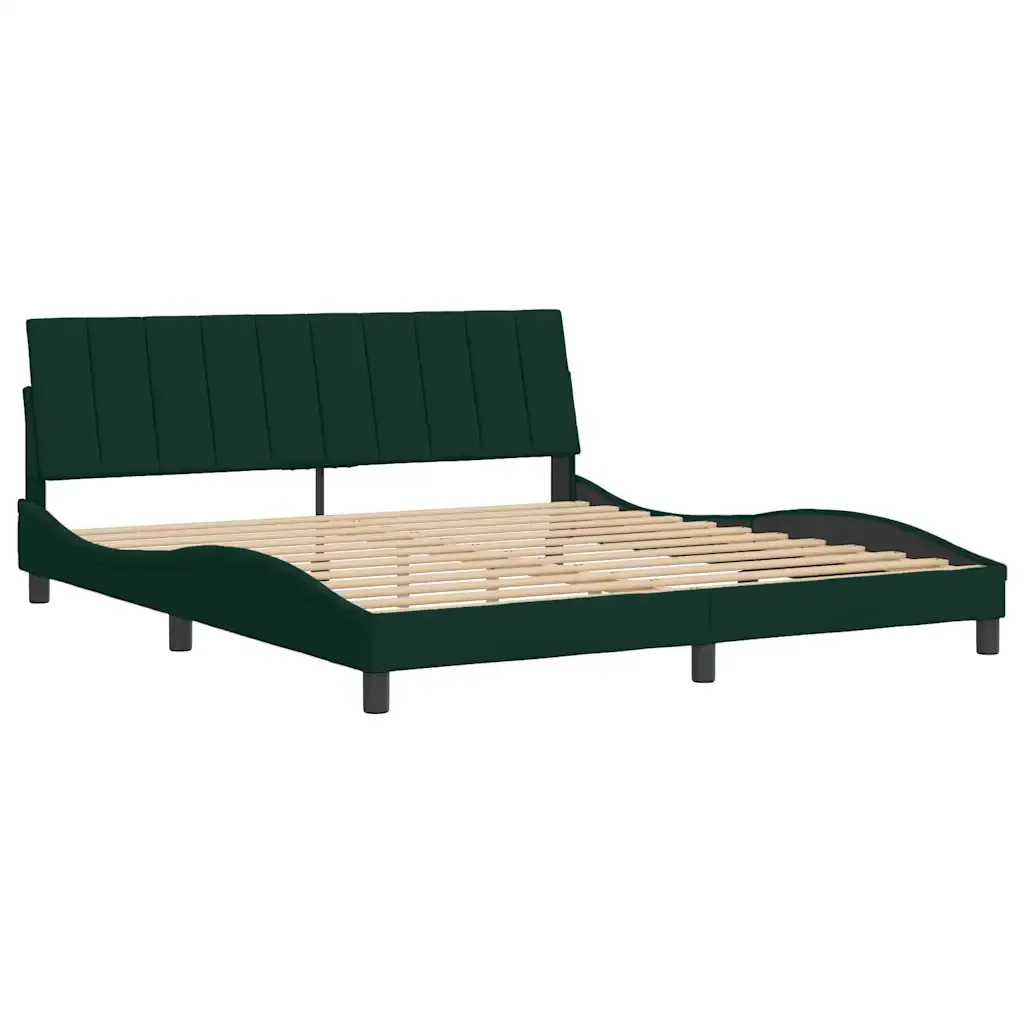 Letto matrimoniale | Letto per adulti | Giroletto senza Materasso Hanko Verde Scuro 180x200 cm in Velluto - Image 4