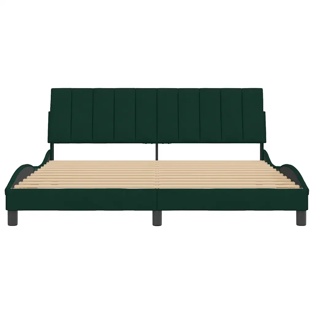 Letto matrimoniale | Letto per adulti | Giroletto senza Materasso Hanko Verde Scuro 180x200 cm in Velluto - Image 5