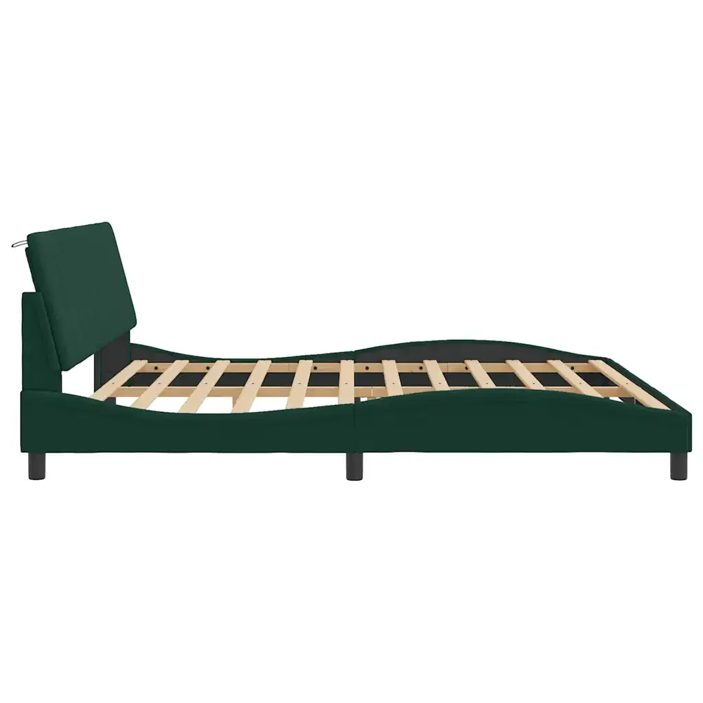Letto matrimoniale | Letto per adulti | Giroletto senza Materasso Hanko Verde Scuro 200x200 cm in Velluto - Image 6