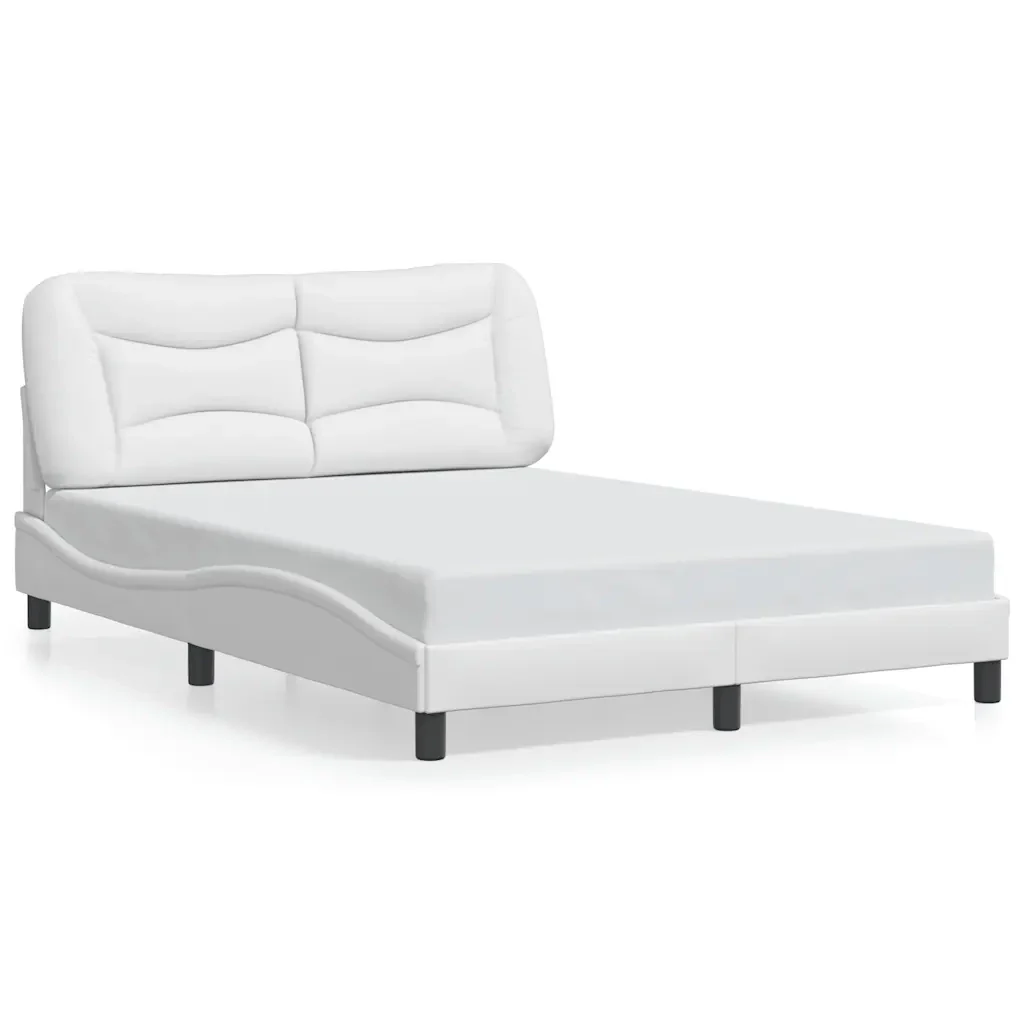 Letto matrimoniale | Letto per adulti | Giroletto senza Materasso Hvar Bianco 120x200 cm in Similpelle