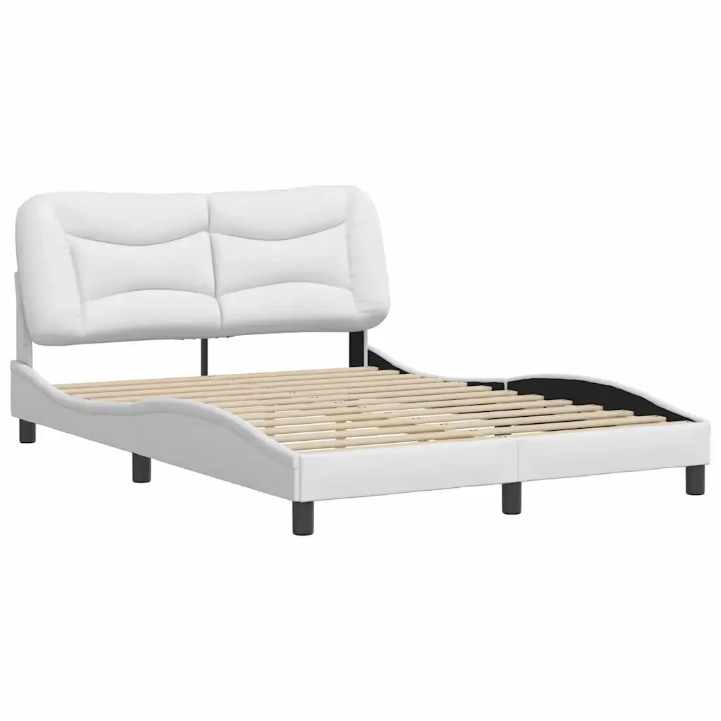 Letto matrimoniale | Letto per adulti | Giroletto senza Materasso Hvar Bianco 120x200 cm in Similpelle - Image 4