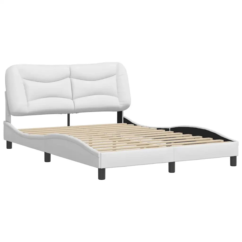Letto matrimoniale | Letto per adulti | Giroletto senza Materasso Hvar Bianco 140x190 cm in Similpelle - Image 4