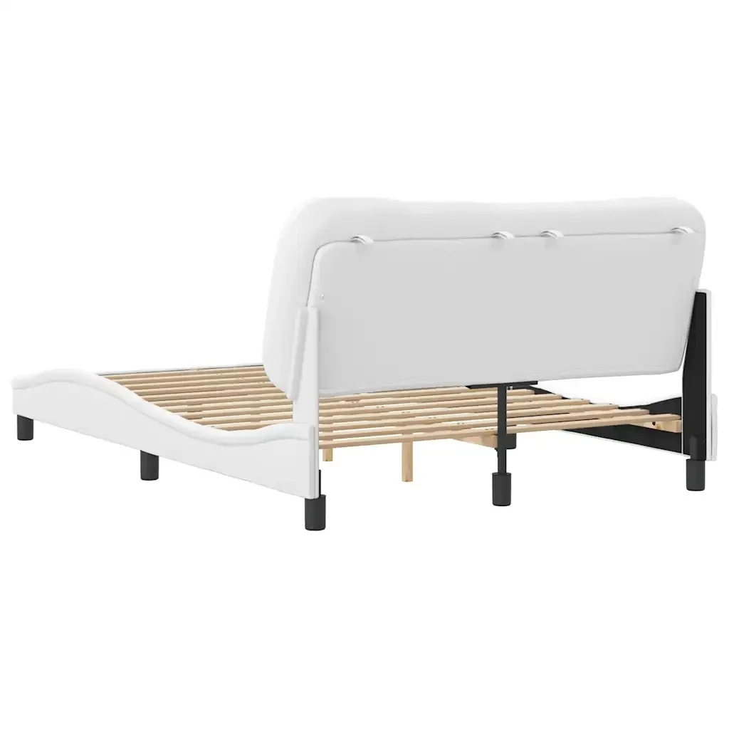 Letto matrimoniale | Letto per adulti | Giroletto senza Materasso Hvar Bianco 140x190 cm in Similpelle - Image 6