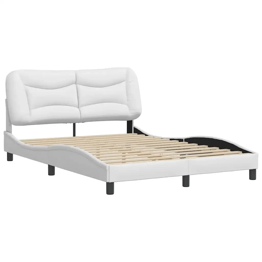 Letto matrimoniale | Letto per adulti | Giroletto senza Materasso Hvar Bianco 140x200 cm in Similpelle - Image 4