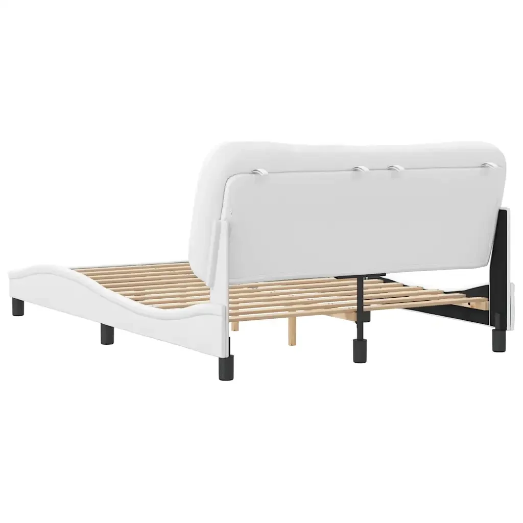 Letto matrimoniale | Letto per adulti | Giroletto senza Materasso Hvar Bianco 140x200 cm in Similpelle - Image 6