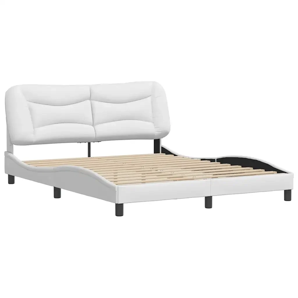 Letto matrimoniale | Letto per adulti | Giroletto senza Materasso Hvar Bianco 160x200 cm in Similpelle - Image 4