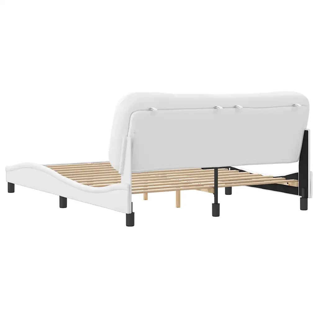 Letto matrimoniale | Letto per adulti | Giroletto senza Materasso Hvar Bianco 160x200 cm in Similpelle - Image 6