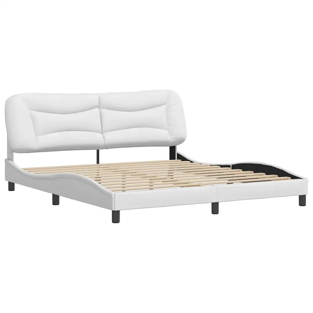 Letto matrimoniale | Letto per adulti | Giroletto senza Materasso Hvar Bianco 180x200 cm in Similpelle - Image 4