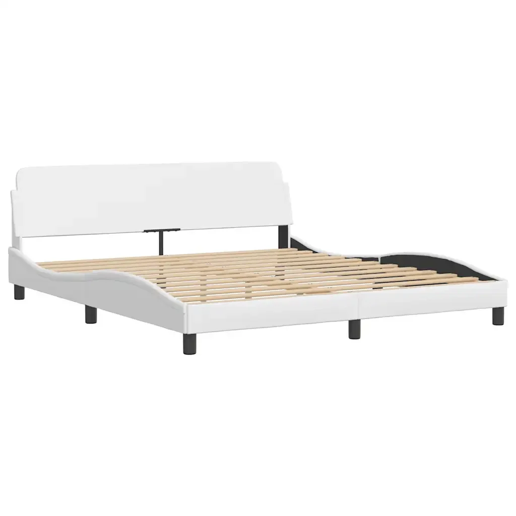 Letto matrimoniale | Letto per adulti | Giroletto senza Materasso Hvar Bianco 180x200 cm in Similpelle - Image 5