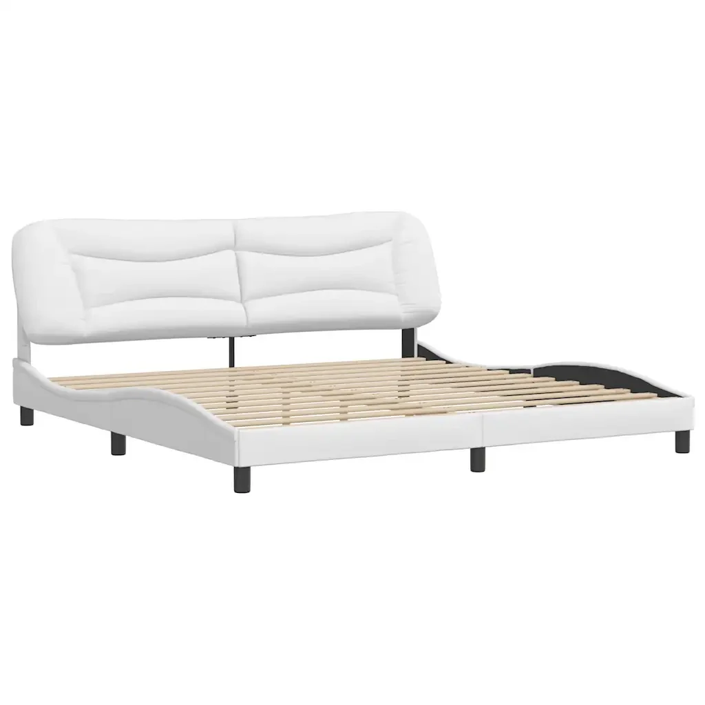 Letto matrimoniale | Letto per adulti | Giroletto senza Materasso Hvar Bianco 200x200 cm in Similpelle - Image 3