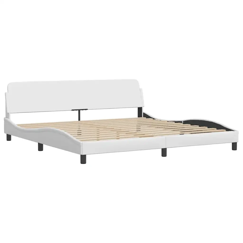 Letto matrimoniale | Letto per adulti | Giroletto senza Materasso Hvar Bianco 200x200 cm in Similpelle - Image 5