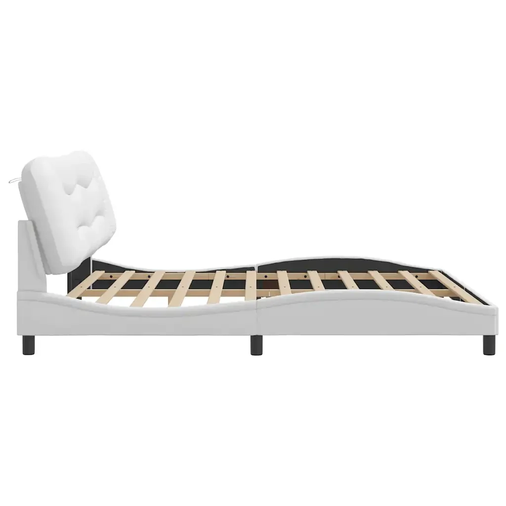 Letto matrimoniale | Letto per adulti | Giroletto senza Materasso Hvar Bianco 200x200 cm in Similpelle - Image 7
