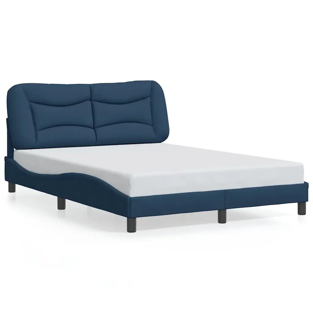 Letto matrimoniale | Letto per adulti | Giroletto senza Materasso Hvar Blu 140x200 cm in Tessuto