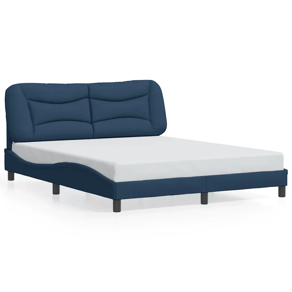Letto matrimoniale | Letto per adulti | Giroletto senza Materasso Hvar Blu 160x200 cm in Tessuto
