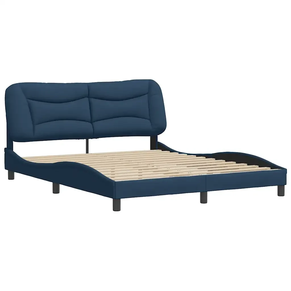 Letto matrimoniale | Letto per adulti | Giroletto senza Materasso Hvar Blu 160x200 cm in Tessuto - Image 4