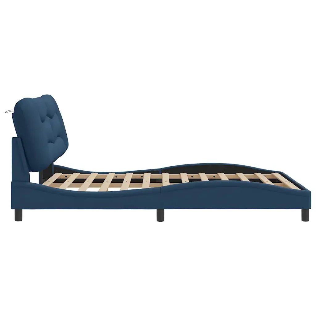 Letto matrimoniale | Letto per adulti | Giroletto senza Materasso Hvar Blu 160x200 cm in Tessuto - Image 5