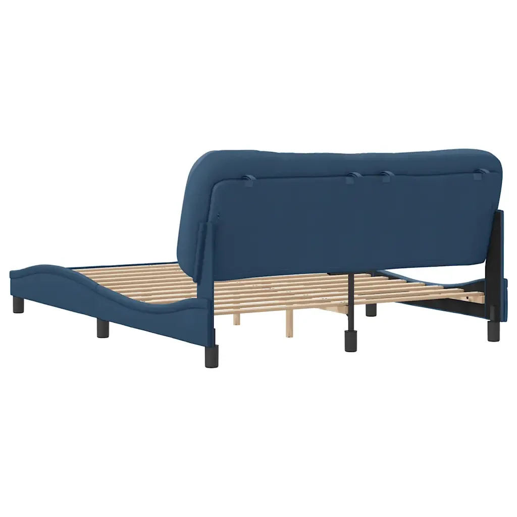 Letto matrimoniale | Letto per adulti | Giroletto senza Materasso Hvar Blu 160x200 cm in Tessuto - Image 6