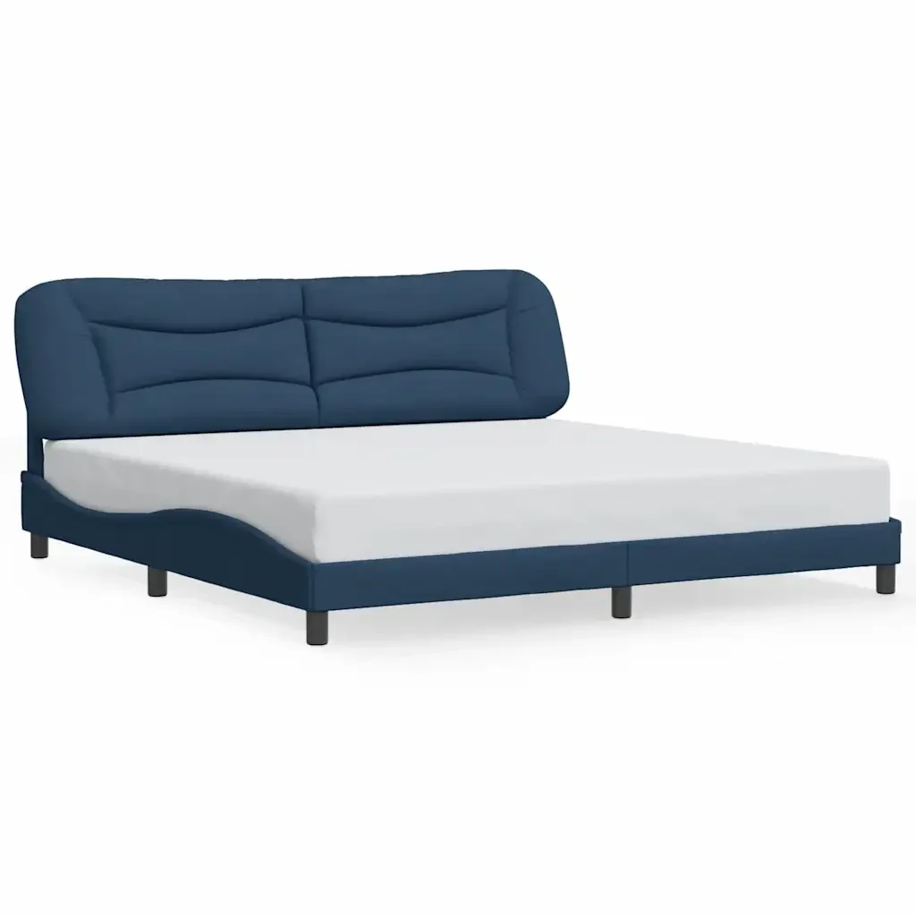 Letto matrimoniale | Letto per adulti | Giroletto senza Materasso Hvar Blu 200x200 cm in Tessuto