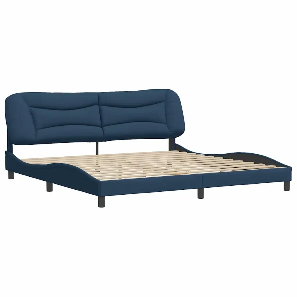 Letto matrimoniale | Letto per adulti | Giroletto senza Materasso Hvar Blu 200x200 cm in Tessuto - Image 4