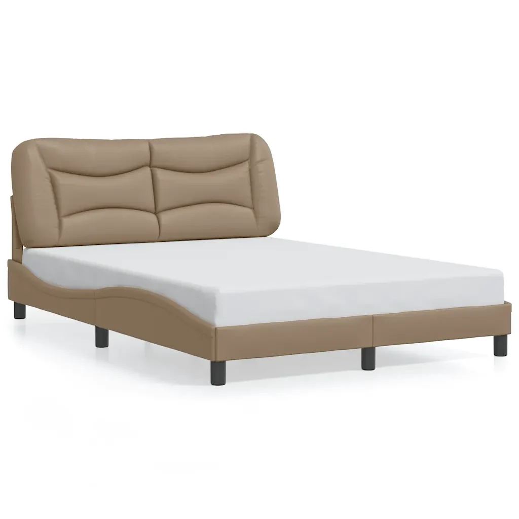 Letto matrimoniale | Letto per adulti | Giroletto senza Materasso Hvar Cappuccino 120x200 cm in Similpelle