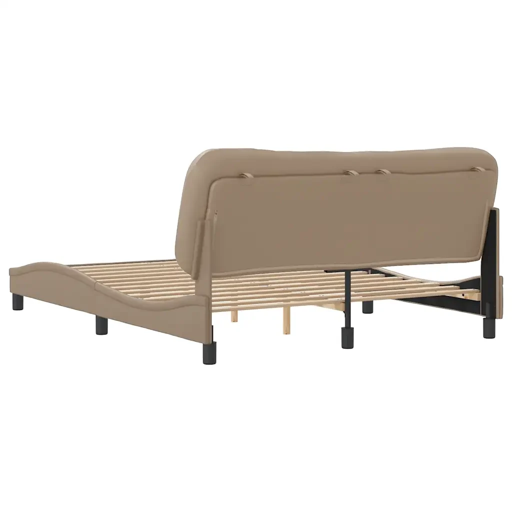 Letto matrimoniale | Letto per adulti | Giroletto senza Materasso Hvar Cappuccino 160x200 cm in Similpelle - Image 6