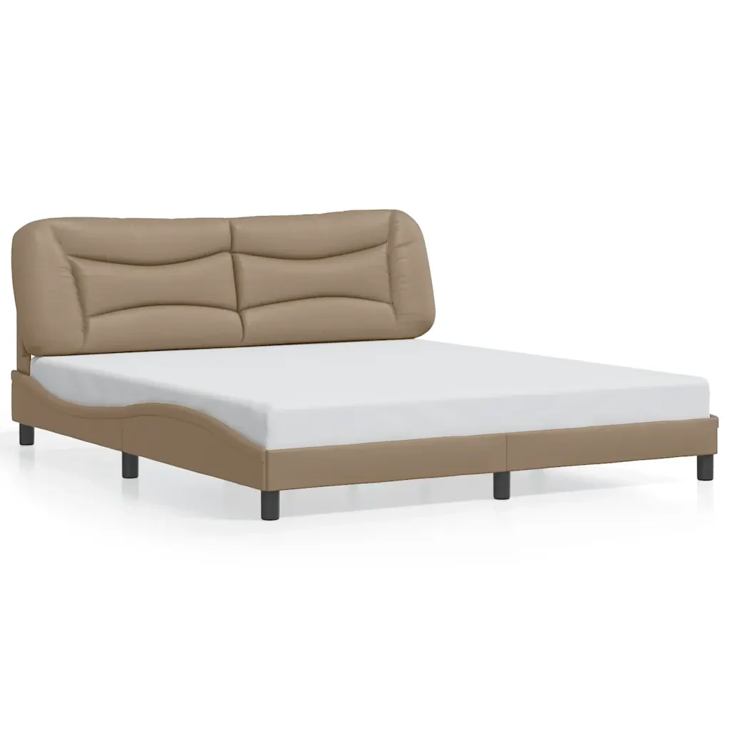 Letto matrimoniale | Letto per adulti | Giroletto senza Materasso Hvar Cappuccino 180x200 cm in Similpelle