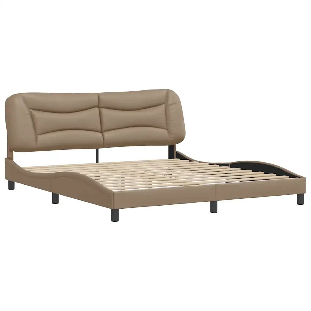 Letto matrimoniale | Letto per adulti | Giroletto senza Materasso Hvar Cappuccino 180x200 cm in Similpelle - Image 4