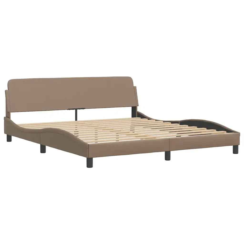 Letto matrimoniale | Letto per adulti | Giroletto senza Materasso Hvar Cappuccino 180x200 cm in Similpelle - Image 5