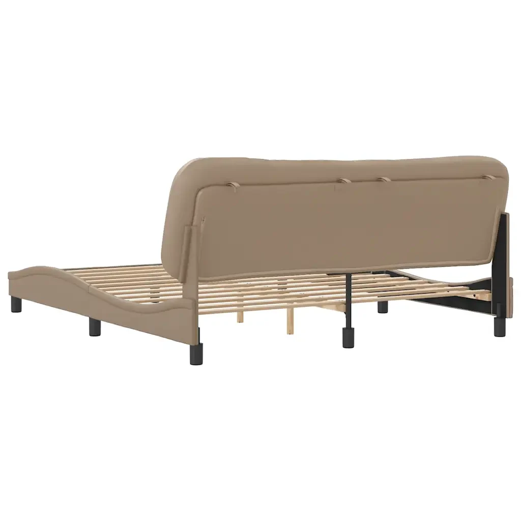 Letto matrimoniale | Letto per adulti | Giroletto senza Materasso Hvar Cappuccino 180x200 cm in Similpelle - Image 6