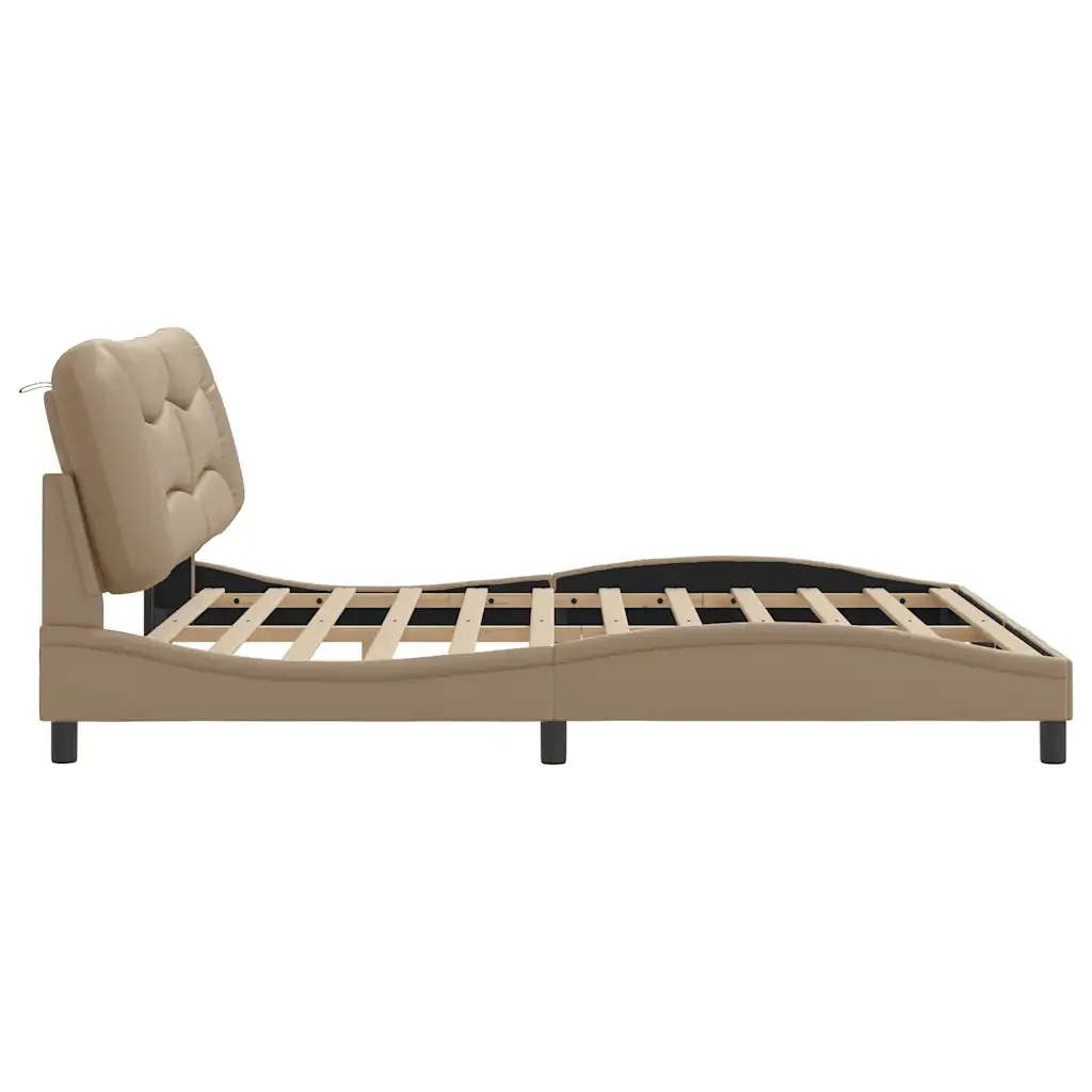 Letto matrimoniale | Letto per adulti | Giroletto senza Materasso Hvar Cappuccino 180x200 cm in Similpelle - Image 7