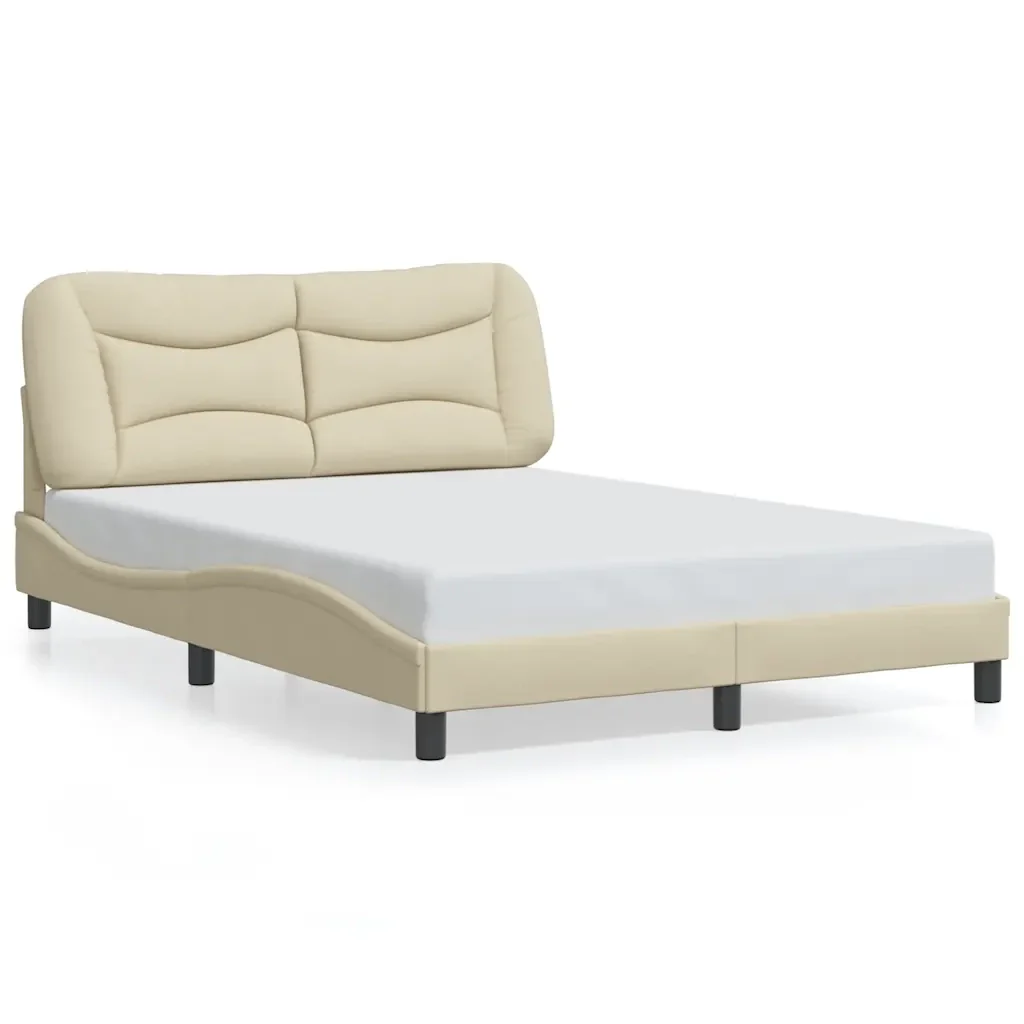 Letto matrimoniale | Letto per adulti | Giroletto senza Materasso Hvar Crema 140x190 cm in Tessuto