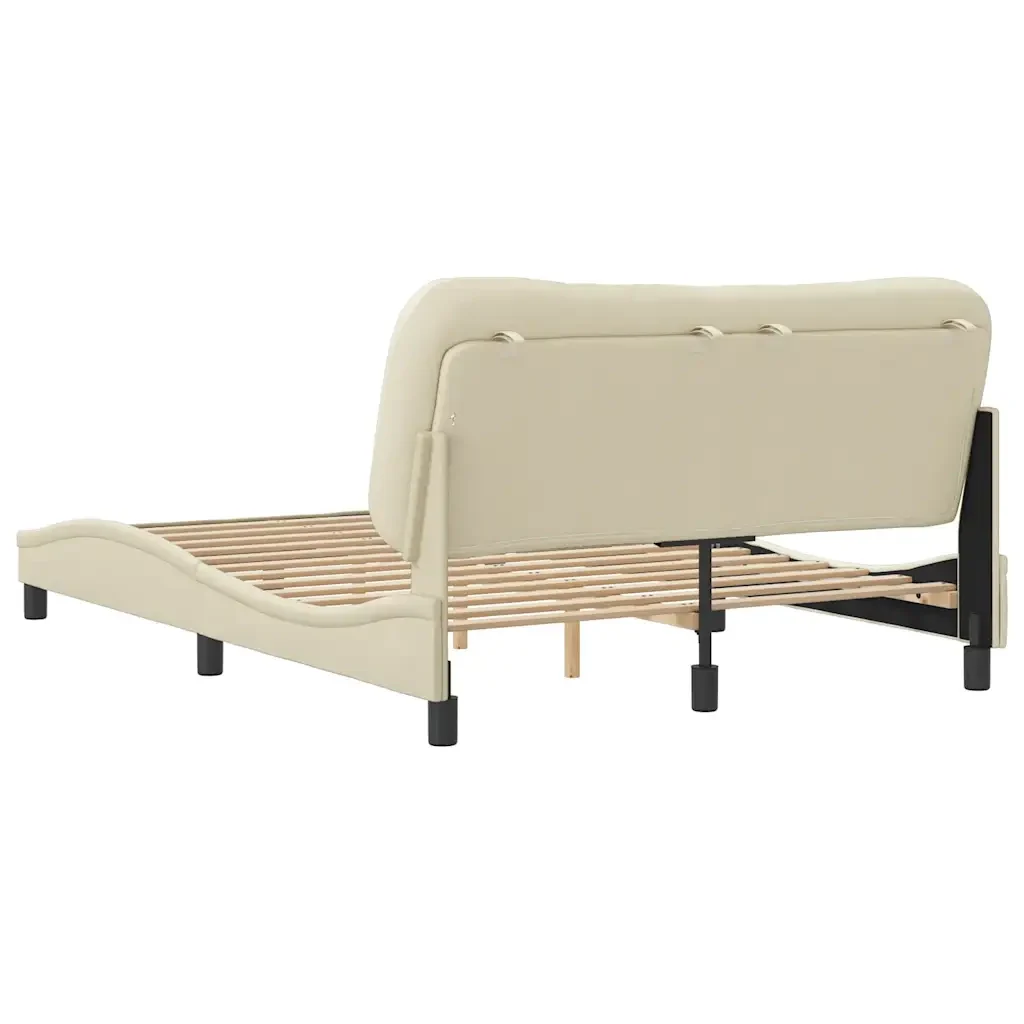 Letto matrimoniale | Letto per adulti | Giroletto senza Materasso Hvar Crema 140x190 cm in Tessuto - Image 6