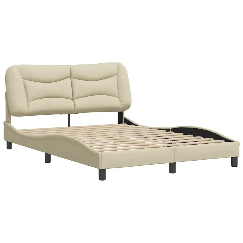 Letto matrimoniale | Letto per adulti | Giroletto senza Materasso Hvar Crema 140x200 cm in Tessuto - Image 3