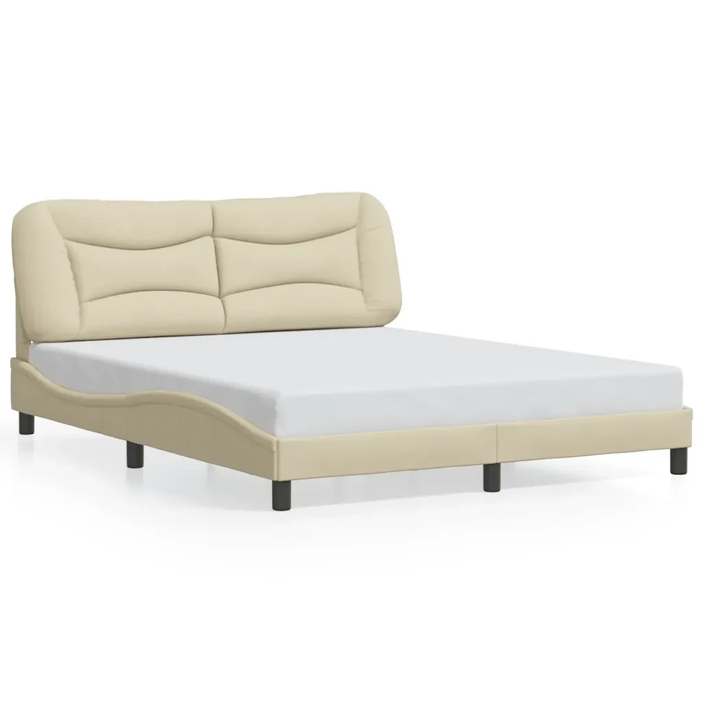 Letto matrimoniale | Letto per adulti | Giroletto senza Materasso Hvar Crema 160x200 cm in Tessuto