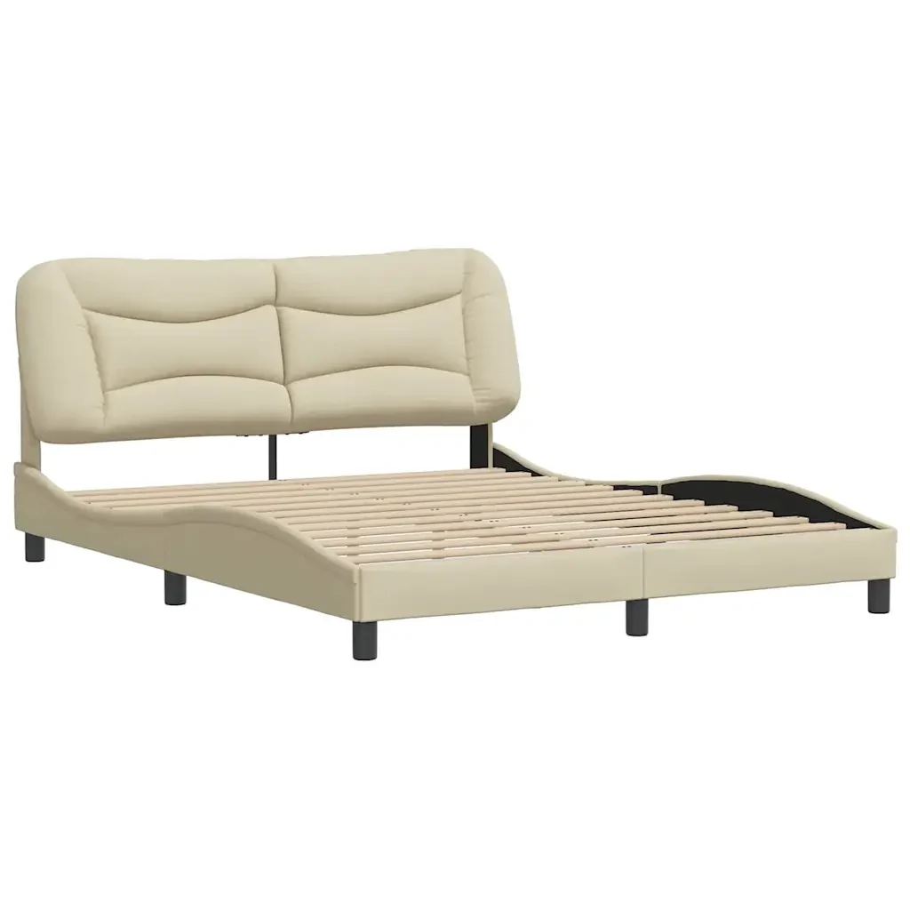 Letto matrimoniale | Letto per adulti | Giroletto senza Materasso Hvar Crema 160x200 cm in Tessuto - Image 4