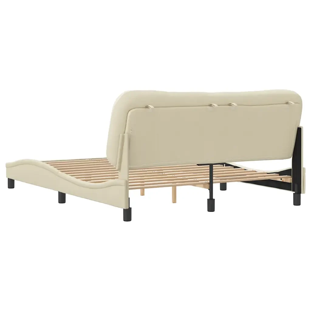 Letto matrimoniale | Letto per adulti | Giroletto senza Materasso Hvar Crema 160x200 cm in Tessuto - Image 6