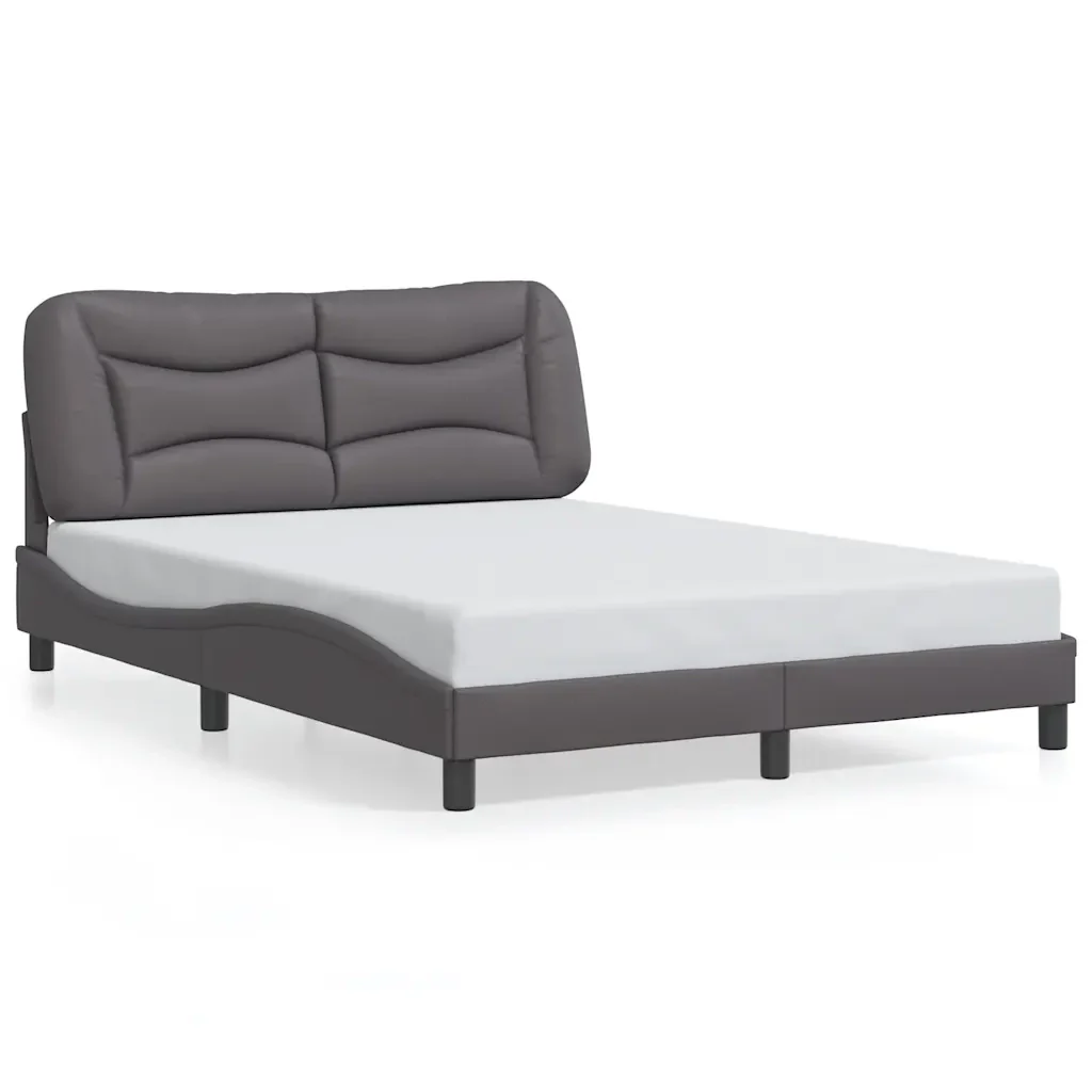 Letto matrimoniale | Letto per adulti | Giroletto senza Materasso Hvar Grigio 140x200 cm in Similpelle