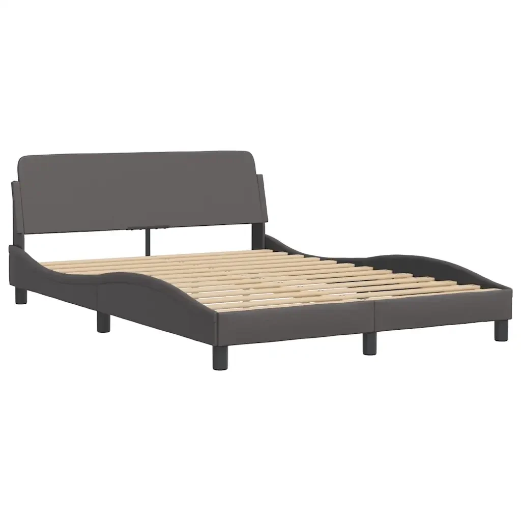 Letto matrimoniale | Letto per adulti | Giroletto senza Materasso Hvar Grigio 140x200 cm in Similpelle - Image 5