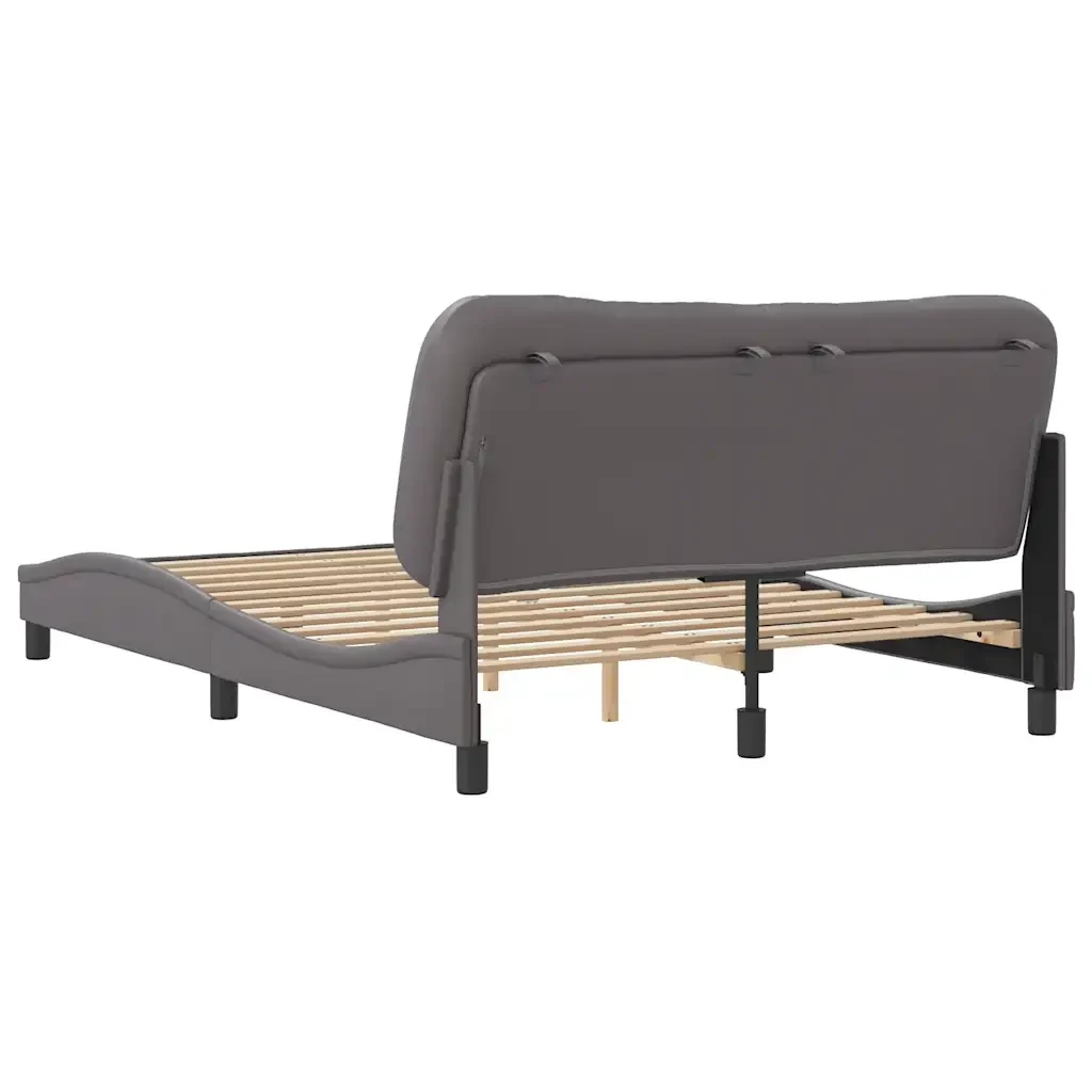Letto matrimoniale | Letto per adulti | Giroletto senza Materasso Hvar Grigio 140x200 cm in Similpelle - Image 6